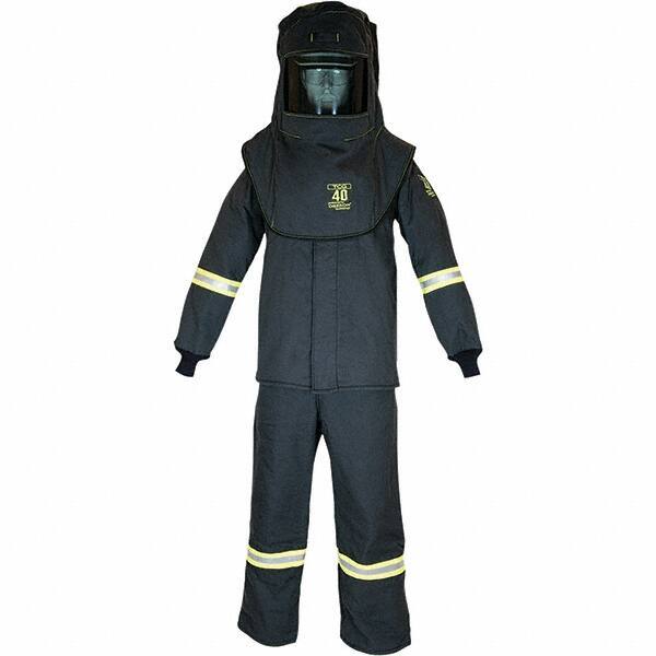 Oberon - Size 4XL, 4 HRC, 10.7 oz Arc Flash Clothing Kit - 46 cal per Sq cm, Hood Protection, Bib Overalls - Industrial Tool & Supply