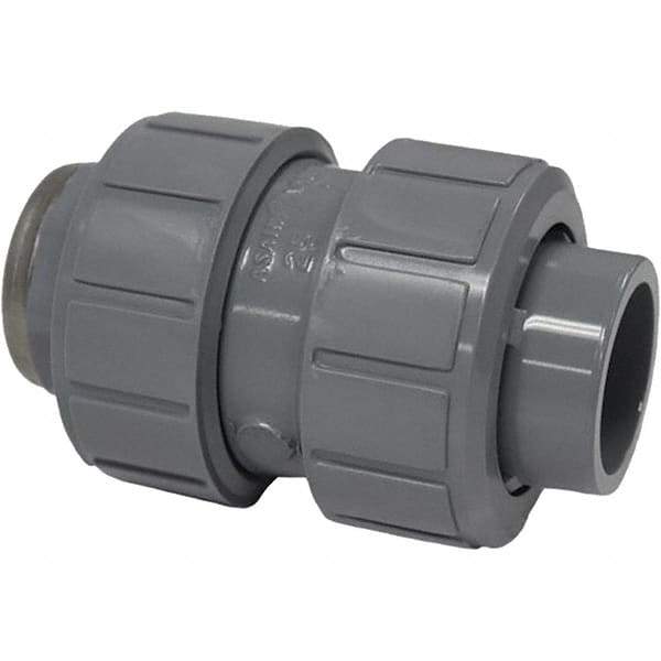 Asahi/America - 1-1/4" PVC Check Valve - True Union Ball Check, Socket x Thread, 150 WOG - Industrial Tool & Supply