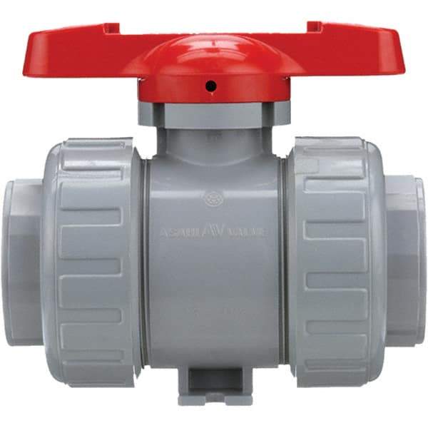 Asahi/America - 3" Pipe, Standard Port, CPVC True Union Design Ball Valve - Inline - Two Way Flow, Threaded Ends, Tee Handle, 150 WOG - Industrial Tool & Supply