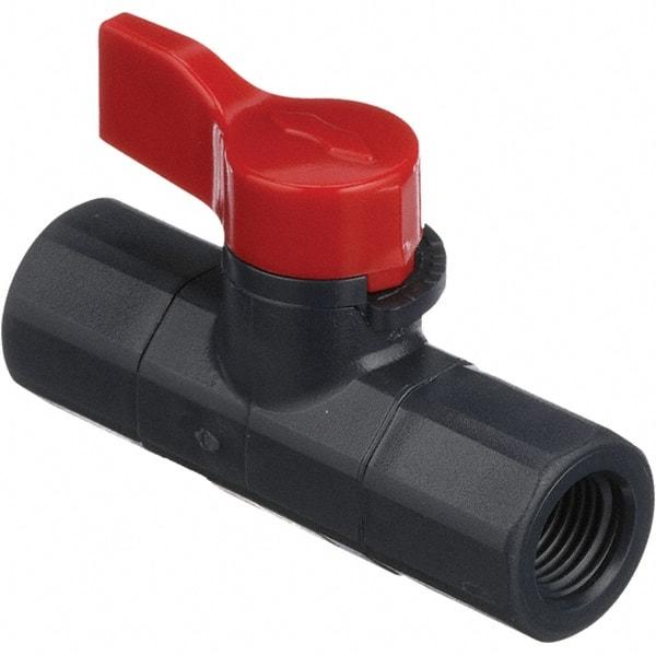 Asahi/America - 1/4" Pipe, Full Port, PVC Ball Valve - 1 Piece, FNPT x FNPT Ends, Tee Handle, 150 WOG - Industrial Tool & Supply