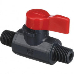 Asahi/America - 1/4" Pipe, Full Port, PVC Ball Valve - 1 Piece, MNPT x MNPT Ends, Tee Handle, 150 WOG - Industrial Tool & Supply