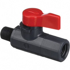 Asahi/America - 1/4" Pipe, Full Port, PVC Ball Valve - 1 Piece, MNPT x FNPT Ends, Tee Handle, 150 WOG - Industrial Tool & Supply