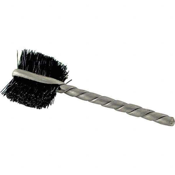 Brush Research Mfg. - 4 Rows x 19 Columns Nylon Scratch Brush - 5-3/4" Brush Length, 13-3/4" OAL, 1 Trim Length, Wood Curved Back Handle - Industrial Tool & Supply