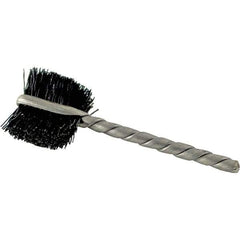 Brush Research Mfg. - 4 Rows x 19 Columns Nylon Scratch Brush - 5-3/4" Brush Length, 13-3/4" OAL, 1 Trim Length, Wood Curved Back Handle - Industrial Tool & Supply