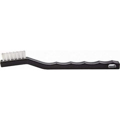 Brush Research Mfg. - 2 Rows x 7 Columns Nylon Scratch Brush - 1/2" Brush Length, 7-1/4" OAL, 1/2 Trim Length, Wood Curved Back Handle - Industrial Tool & Supply