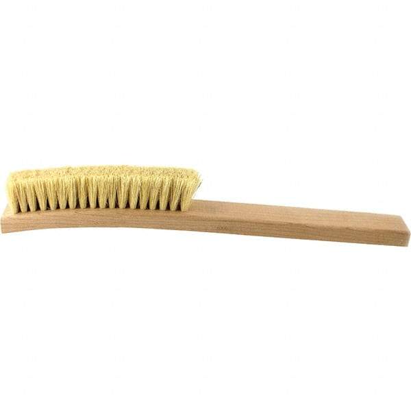 Brush Research Mfg. - 4 Rows x 18 Columns Tampico Scratch Brush - 5-3/4" Brush Length, 13-3/4" OAL, 1 Trim Length, Wood Curved Back Handle - Industrial Tool & Supply
