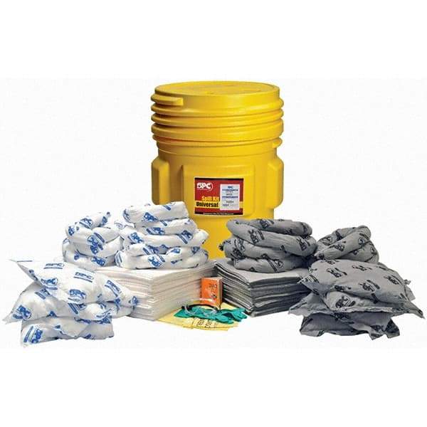 Brady SPC Sorbents - 65 Gal Capacity Oil Only & Universal Spill Kit - 65 Gal Polyethylene Drum - Industrial Tool & Supply