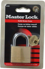 Master Lock - 7/8" Shackle Clearance, Keyed Different Solid Brasss Padlock - 1/4" Shackle Diam, Solid Brass - Industrial Tool & Supply