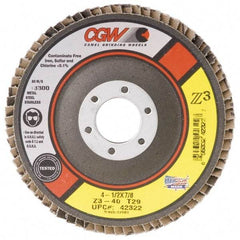 Camel Grinding Wheels - 36 Grit, 7" Disc Diam, 5/8-11 Center Hole, Type 29 Zirconia Alumina Flap Disc - 8,600 Max RPM, Poly Cotton Backing, Arbor Attaching System, Coated - Industrial Tool & Supply