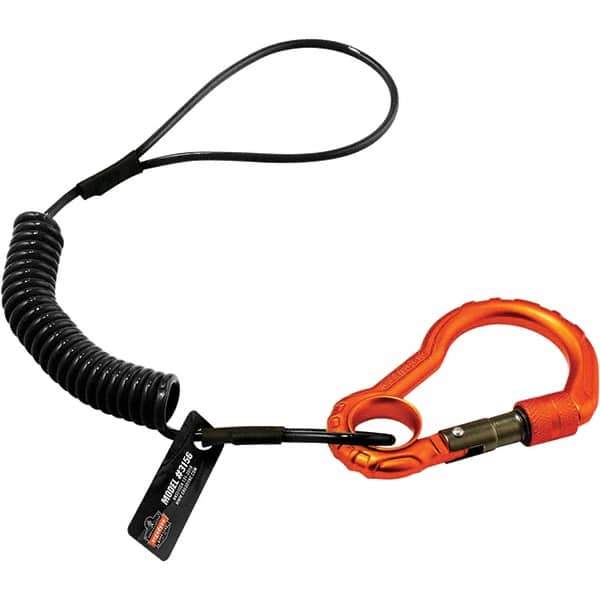 Ergodyne - Polyurethane Hard Hat Lanyard - Carabiner Attachment, Black, Compatible with All Hard Hats - Industrial Tool & Supply