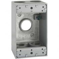 Hubbell-Raco - 4.57 x 2.816 x 2.148" Aluminum Rectangular Weather Resistant Outlet Box - Industrial Tool & Supply