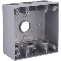 Hubbell-Raco - 4-1/2 x 4-1/2 x 2-1/4" Aluminum Square Weather Resistant Outlet Box - Industrial Tool & Supply