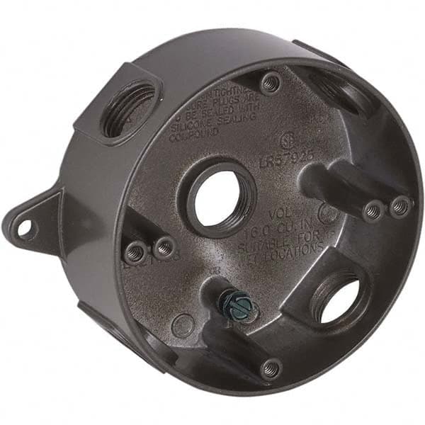 Hubbell-Raco - 5-1/4 x 4.203 x 1-5/8" Aluminum Round Weather Resistant Outlet Box - Industrial Tool & Supply