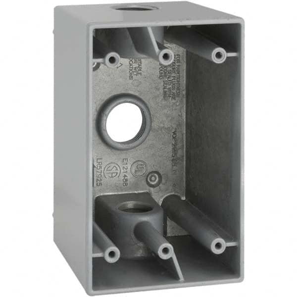 Hubbell-Raco - 4.56 x 2.811 x 2.807" Aluminum Rectangular Weather Resistant Outlet Box - Industrial Tool & Supply