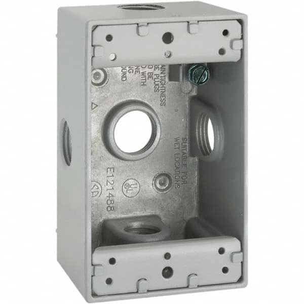 Hubbell-Raco - 4.57 x 2.816 x 2.148" Aluminum Rectangular Weather Resistant Outlet Box - Industrial Tool & Supply