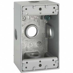 Hubbell-Raco - 4.57 x 2.816 x 2.148" Aluminum Rectangular Weather Resistant Outlet Box - Industrial Tool & Supply
