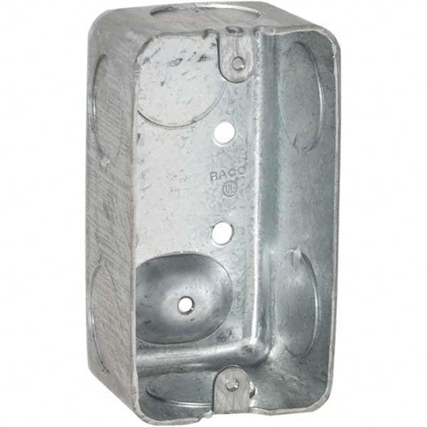 Hubbell-Raco - 4 x 2-1/8 x 1-7/8" Steel Rectangular Device Box - Industrial Tool & Supply