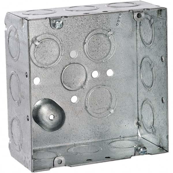 Hubbell-Raco - 4.69 x 4.688 x 2.188" Steel Square Device Box - Industrial Tool & Supply