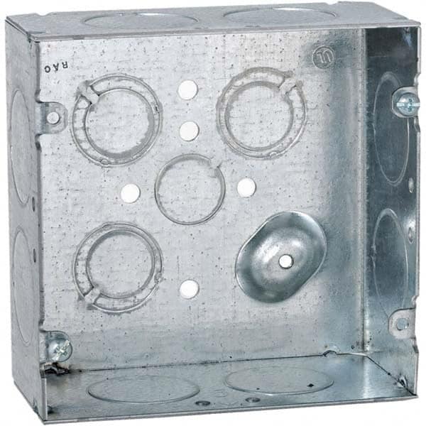 Hubbell-Raco - 4.69 x 4.688 x 2.188" Steel Square Device Box - Industrial Tool & Supply