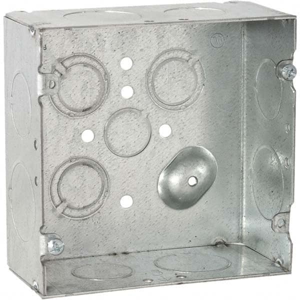 Hubbell-Raco - 4.69 x 4.688 x 2.188" Steel Square Device Box - Industrial Tool & Supply