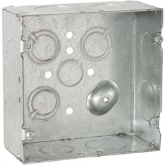 Hubbell-Raco - 4.69 x 4.688 x 2.188" Steel Square Device Box - Industrial Tool & Supply
