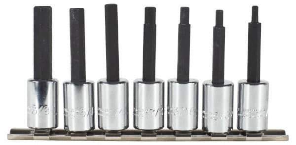Proto - 7 Piece 3/8" Drive Inch Hex Bit Socket Set - 1/8 to 3/8" Hex - Industrial Tool & Supply