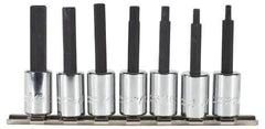 Proto - 7 Piece 3/8" Drive Inch Hex Bit Socket Set - 1/8 to 3/8" Hex - Industrial Tool & Supply