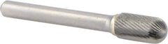 M.A. Ford - 3/8" Cut Diam, 1/4" Shank Diam, Cylinder with Radius Head Double Cut Burr - Carbide, Radius End, 3/4" LOC, 2-3/4" OAL - Industrial Tool & Supply