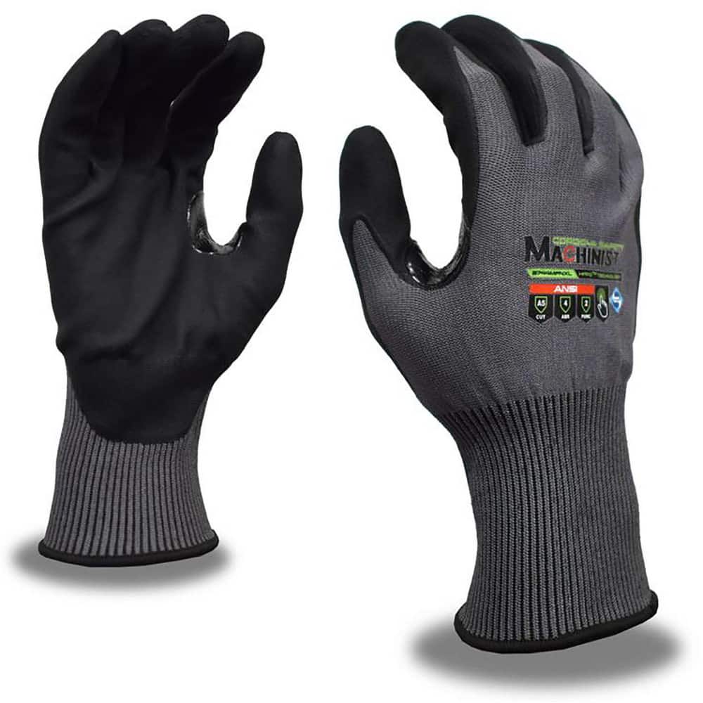 Puncture-Resistant Gloves:  Size  Small,  ANSI Cut  A5,  ANSI Puncture  3,  Micro-Foam Nitrile,   ™HPPG ™ High Performance Polyethylene Graphene Gray & Black,  Palm & Fingertips Coated,  Engineered Yarn Lined,  High Performance Polyethylene Graphene (HPPG