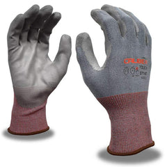 Puncture-Resistant Gloves:  Size  Large,  ANSI Cut  A4,  ANSI Puncture  0,  Polyurethane,   ™HPPG ™ High Performance Polyethylene Graphene Light Blue & Gray,  Palm & Fingertips Coated,  Engineered Yarn Lined,  High Performance Polyethylene Graphene (HPPG)