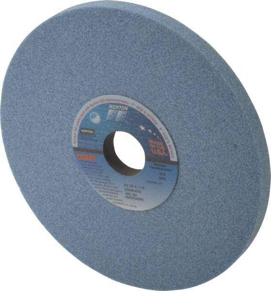 Norton - 8" Diam x 1-1/4" Hole x 1/2" Thick, K Hardness, 46 Grit Surface Grinding Wheel - Ceramic, Type 1, Coarse Grade, 3,600 Max RPM, Vitrified Bond, No Recess - Industrial Tool & Supply