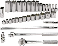 SK - 32 Piece 3/8" Drive Standard Deep Socket Set - 6 Points, 1/4 to 1", Inch Measurement Standard - Industrial Tool & Supply