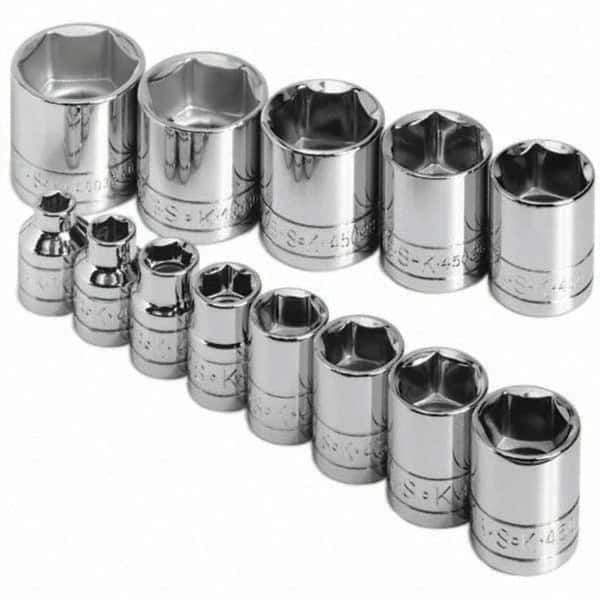 SK - 3/8" Drive Standard Socket Set - 1/4 to 1", Inch Measurement Standard - Industrial Tool & Supply