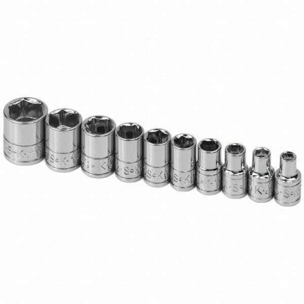 SK - 1/4" Drive Standard Socket Set - 3/16 to 9/16", Inch Measurement Standard - Industrial Tool & Supply