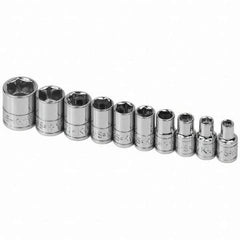 SK - 1/4" Drive Standard Socket Set - 3/16 to 9/16", Inch Measurement Standard - Industrial Tool & Supply