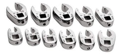 SK - 11 Piece 3/8" Drive Flare Nut Crowfoot Wrench Set - 9 to 19mm, with Tray - Industrial Tool & Supply