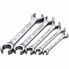 SK - 5 Piece, 1/4 x 5/16 to 3/4 x 7/8", Flare Nut Wrench Set - Inch System of Measurement, Chrome Finish - Industrial Tool & Supply