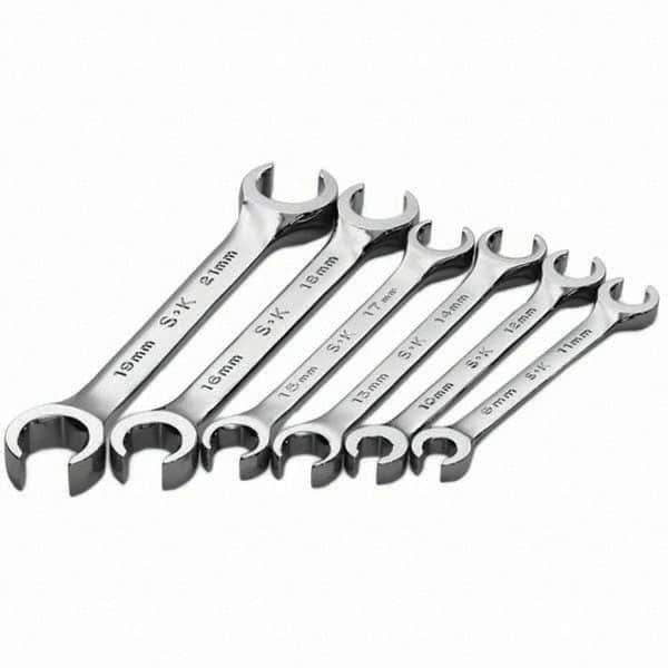 SK - 6 Piece, Flare Nut Wrench Set - Metric System of Measurement, Chrome Finish - Industrial Tool & Supply