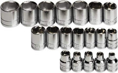 SK - 19 Piece 3/8" Drive Standard Socket Set - 6 Points, 6 to 24mm, Metric Measurement Standard - Industrial Tool & Supply
