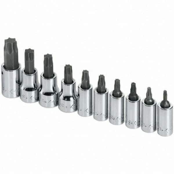 SK - 10 Piece Torx Bit Socket Set - Comes in Rail - Industrial Tool & Supply