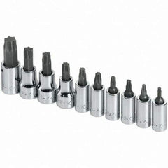 SK - 10 Piece Torx Bit Socket Set - Comes in Rail - Industrial Tool & Supply