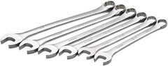 SK - 6 Piece, 25mm to 32mm, 12 Point Combination Wrench Set - Metric Measurement Standard, Full Polish Chrome Finish, Comes in Roll-Up Pouch - Industrial Tool & Supply