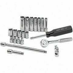 SK - 1/4" Drive Deep Socket Set - 4 to 12mm, Metric Measurement Standard - Industrial Tool & Supply