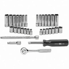 SK - 1/4" Drive Standard Deep Socket Set - 1/4 to 1/2", 6 to 12mm, Inch/Metric Measurement Standard - Industrial Tool & Supply