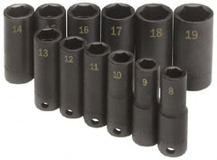 SK - 12 Piece 3/8" Drive Deep Well Impact Socket Set - Industrial Tool & Supply
