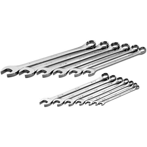 SK - 13 Piece, 1/4 to 1", Combination Wrench Set - Inch System of Measurement, Chrome Finish - Industrial Tool & Supply