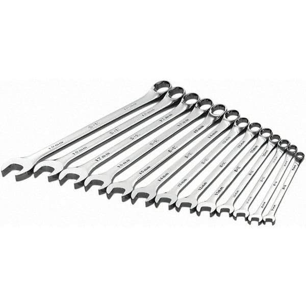SK - 13 Piece, Combination Wrench Set - Metric System of Measurement, Chrome Finish - Industrial Tool & Supply