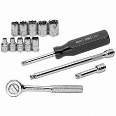 SK - 1/4" Drive Standard Socket Set - 4 to 13mm, Metric Measurement Standard - Industrial Tool & Supply