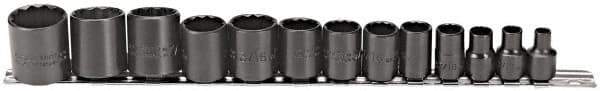 Proto - 13 Piece 3/8" Drive Socket Set - 12 Points, 1/4" to 1" Range, Inch Measurement Standard - Industrial Tool & Supply