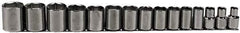 Proto - 15 Piece 1/2" Drive Socket Set - 6 Points, 3/8" to 1-1/4" Range, Inch Measurement Standard - Industrial Tool & Supply